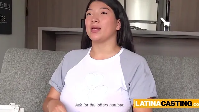 Producer Steven Hard Pounds the Throat of Busty Natural Latina Kaori
