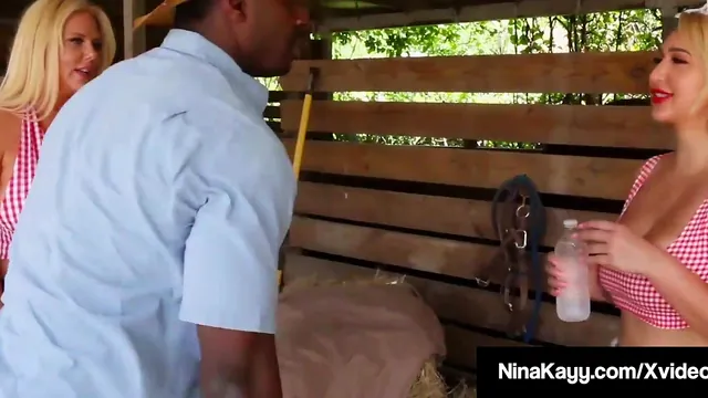 Nina Kayy and Karen Fisher Share Cowboy Jax Slayher's Big Black Cock