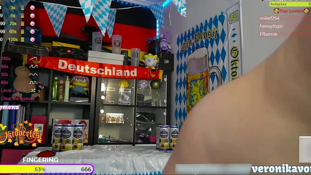 Busty German redhead VeronikavonK strips naked for an Oktoberfest game on stream