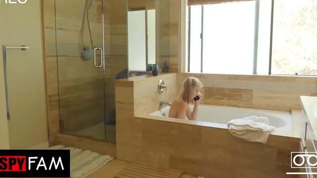Logan Long Jerks Off While Hannah Hays Washes up in the Bathtub