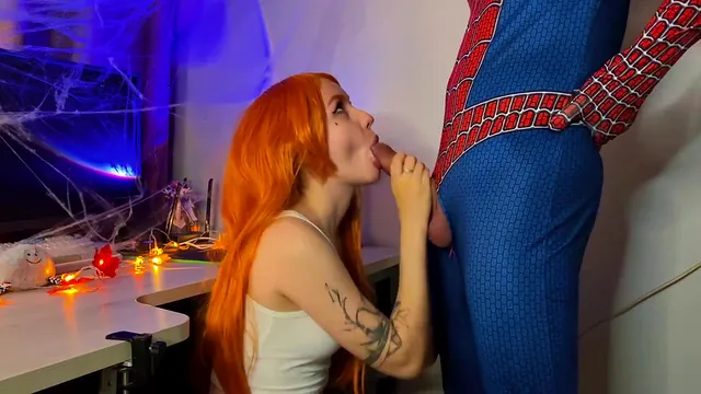 Redhead Sunako Kirishiki cosplays Mary Jane and gets pounded by Paulo Dx