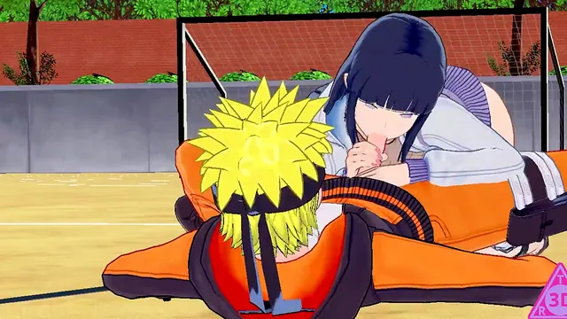 Koikatsu gameplay with Hinata from Naruto, blowjob, handjob and a cumshot