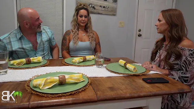 Misty Meaner Teasing Stepdad Scott Trainor Across the Table