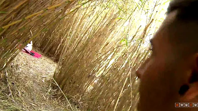 Chubby Brunette in Lingerie and Heels Takes a Thick Cock in the Woods