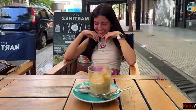 Katty West Sells Her Panties in a Public Cafe, Then Offers Sex