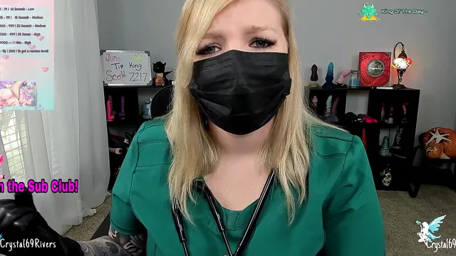 Blonde Nurse in Latex Gloves Teases and Edges a Patient for a Sample