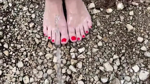 Andre W Pisses on Carmen Varta's Feet and Ass at the Public Beach