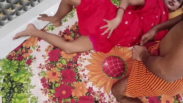 Desi Bhabhi in Red Dress Blowjob and Missionary Sex with Devar