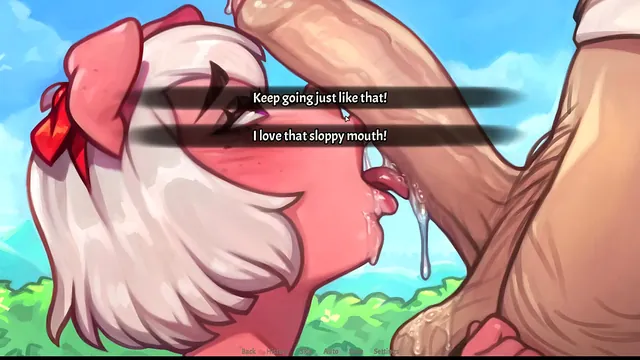 Hentai game episode 29, a horny futanari strips and strokes on the beach