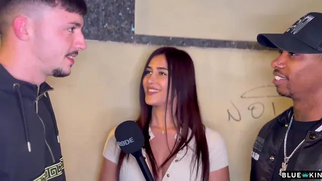 Andrea Lux stops two men for a street interview and takes them back to a hotel