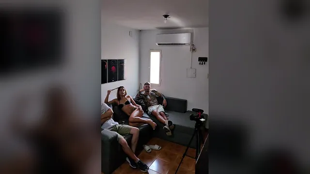 Best Friend's Girlfriend Fucked on the Couch Right Next to Him