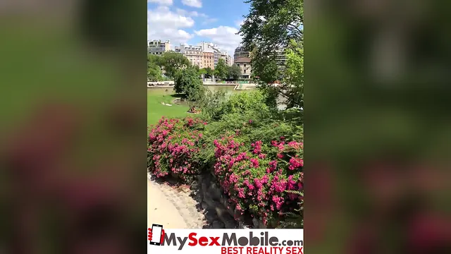 Busty blonde Georgie Lyall is approached by a French guy out in Paris