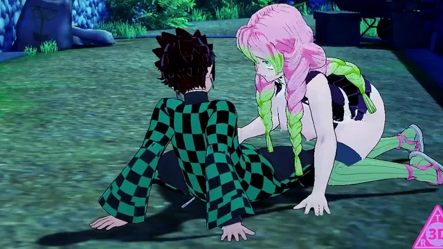 Tanjiro and Mitsuri Kanroji from Kimetsu no Yaiba get hot in a hentai game