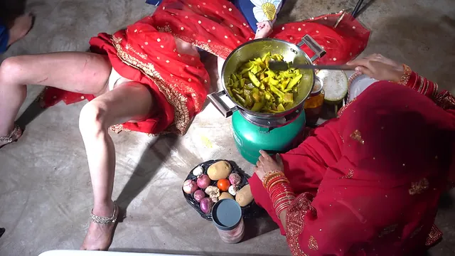 Desi step mom talks dirty in Hindi while getting fucked in the kitchen