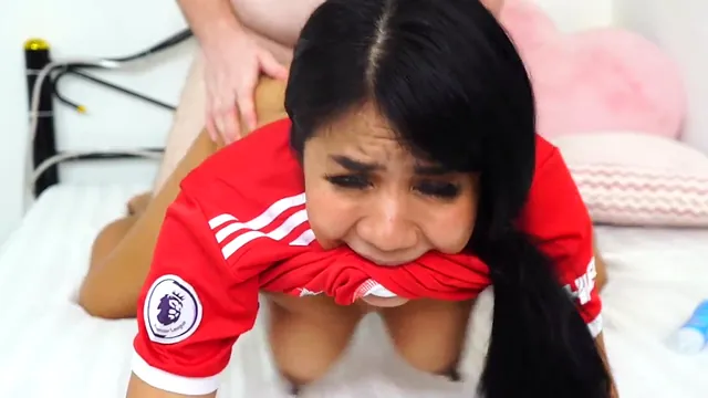 Ragnar Finishes Inside a Brunette Asian Football Fan