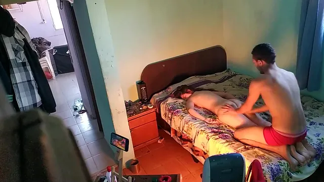 After work she strips off in bed, then gets her big ass massaged and fucked