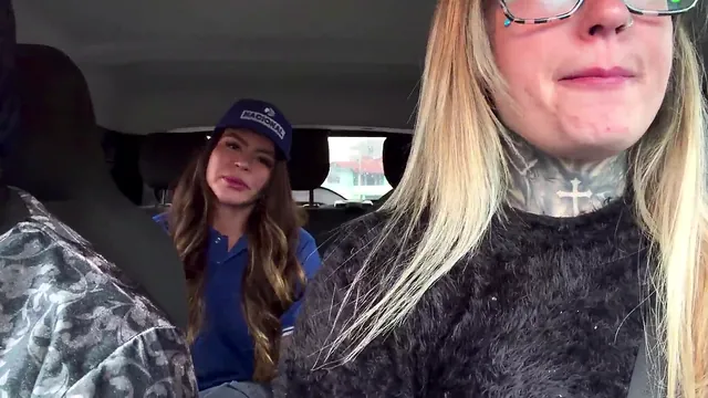 Gas station worker hops on a husband's lap, quits the job and strips in the car