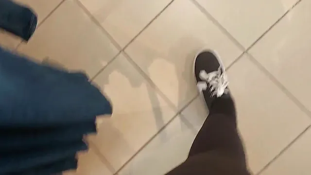 Italian stepmom flashes her big booty in a shop and gets him to jerk off