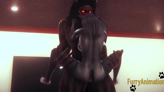 Busty Black Cat and a Furry Partner Go Wild in Animated 3D Hentai
