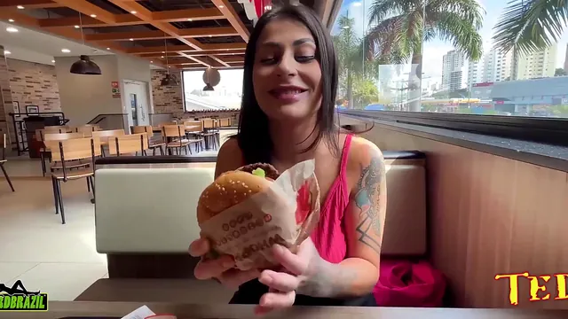Aline Chaveirinho Leaves Burger King for Drive Thru Anal