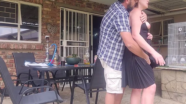 While her husband is at work, Redsparow3434 fucks the woman next door outdoors