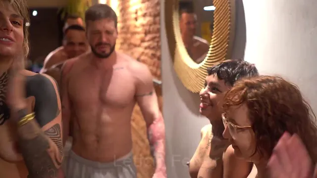 Wild group orgy where hungry girls take on big cocks and swallow every drop