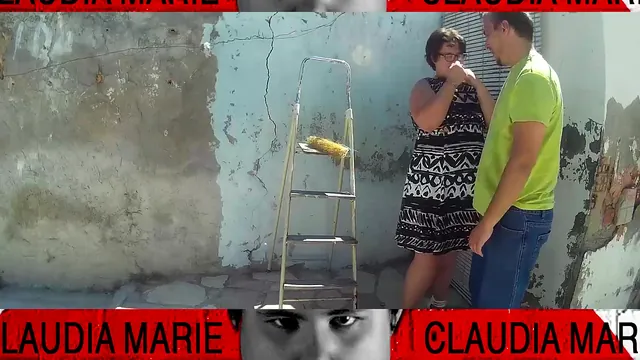Her panties come off and the curvy woman gets her pussy licked against a wall
