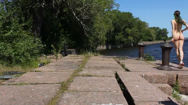 Mad Maura poses naked at a deserted military site on Totleben Island