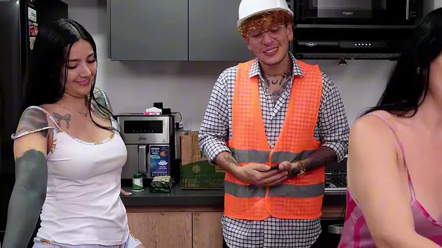 La Rola and Stella Osorio get the plumber so worked up he cums in both of them