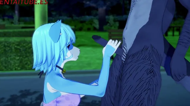 Animated Wolf and Kitty Go From Handjob to Blowjob to Sex in the Park