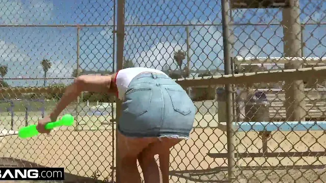 Emily Willis happily blows J. Jay in public at the ballpark