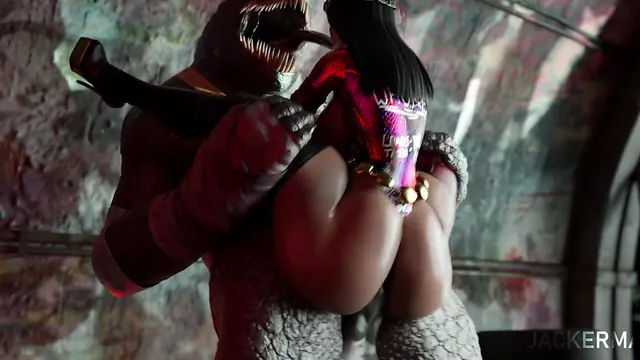Selina and the Monster in a 3D Animated Creampie Clip