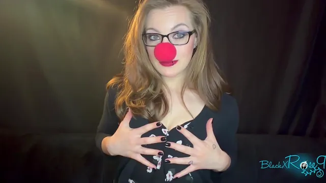 Blackxrose92 Strikes Cute Poses in a Red Clown Nose