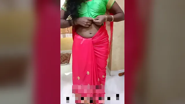 Desi Tamil Wife RenuRaj Teases in a Red Bra, Then Wraps a Saree for Vaigav
