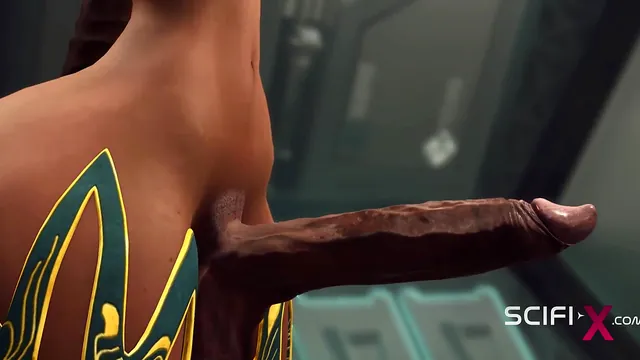 A 3D futanari pounds a horny girl in doggystyle aboard a spaceship