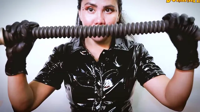 Femdom ASMR in Latex with a Rubber Gas Mask
