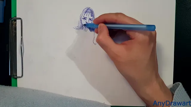 Hot speedpaint of busty naked women sketched with a ballpoint pen