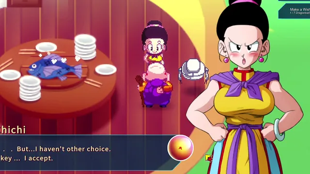 Kame Paradise 2 parody with Chi Chi stroking Roshi by hand