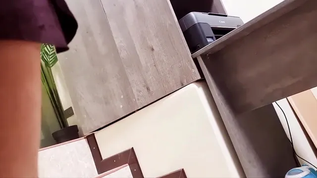 Cute Mexican secretary wears a miniskirt and no panties underneath