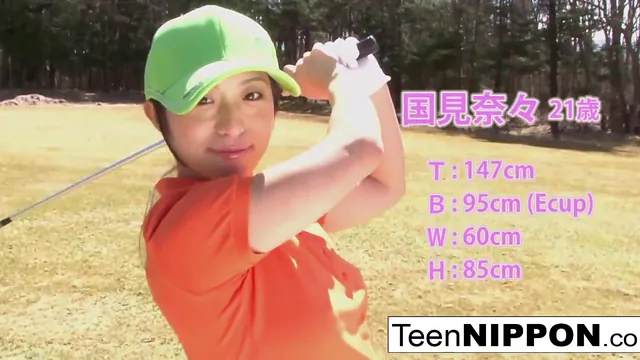 Asian teen babes lose their clothes in a round of strip golf