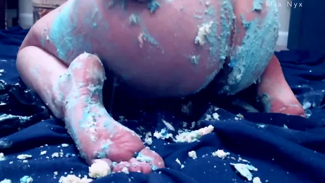 Mia Nyx Smears Birthday Cake All Over Herself in a Solo Webcam Show