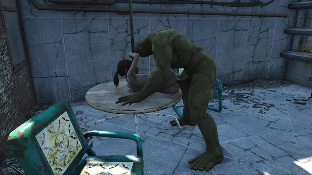 Brunette gets a rough Fallout 4 pairing with a mutant monster