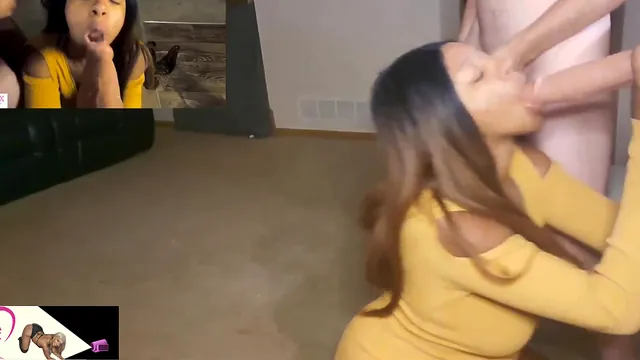 Busty Ebony Islacox Takes Two Cocks in a Spit Roast