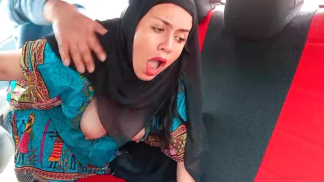 Luis Herm fucks Kellyhot Wife 1, an Indian stepmother in a hijab, in a car