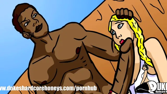Wife of a farmer sucks a big black cock in an animated hentai parody