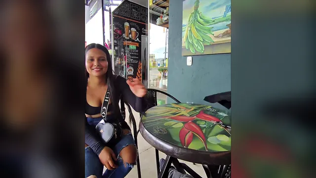 Latina couple risk a quick outdoor fuck right out in public