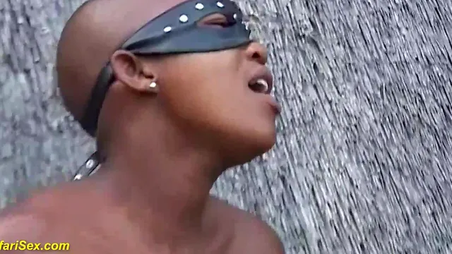 Rough outdoor safari sex with an ebony MILF in a cuckold setup