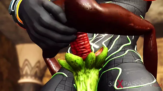 In an Egyptian temple, Anubis gets rough with a sexy black woman
