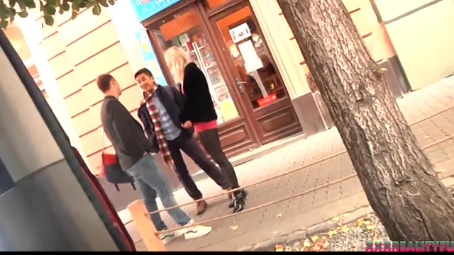 Bella Babe and a blonde pal bring two strangers onto their bus for a group fuck